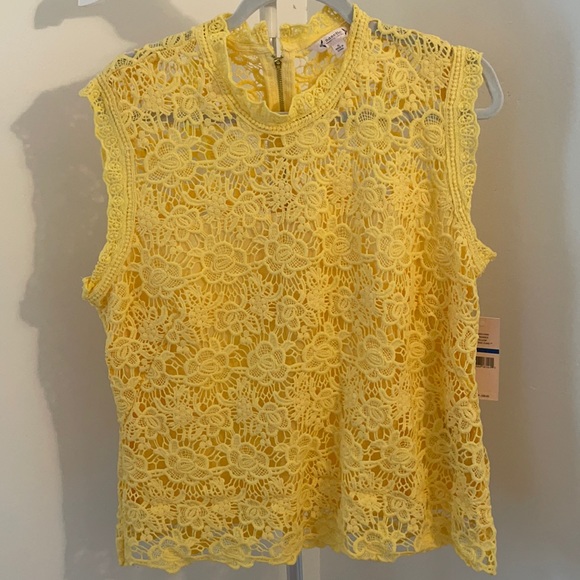 Nanette Lepore Tops - Nanette Lepore sleeveless yellow lace blouse nwt